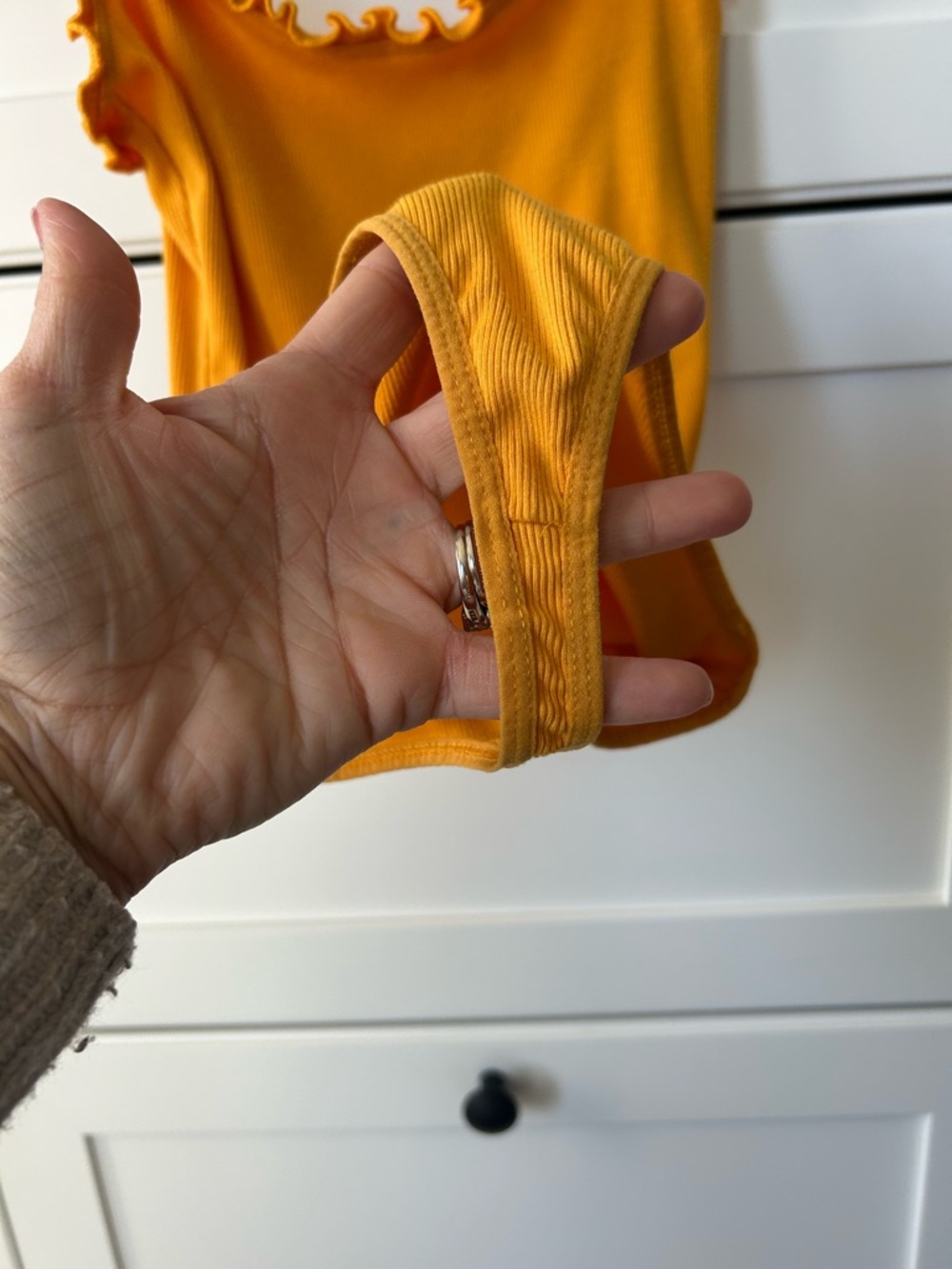 Wilfred Golden Yellow Ribbed Ruffle-Edge Bodysuit - Picture 7 of 9